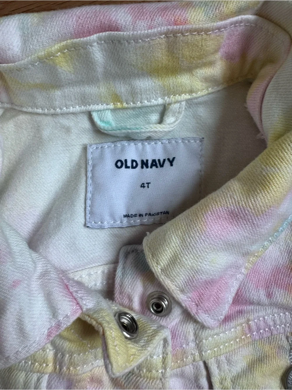 Old Navy Girls Pastel Tie-Dye Denim Jacket - Pink, Yellow, Blue